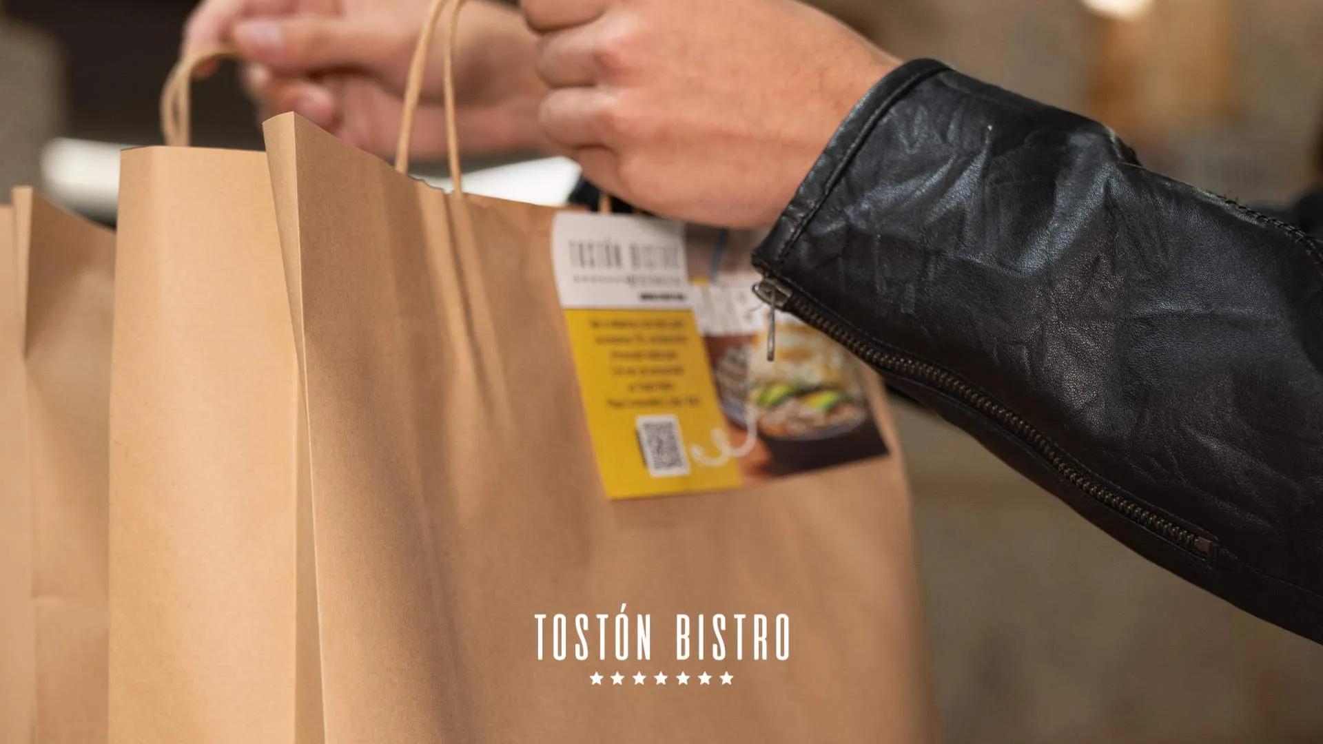 Tostón Bistro takeaway order delivered in its bag